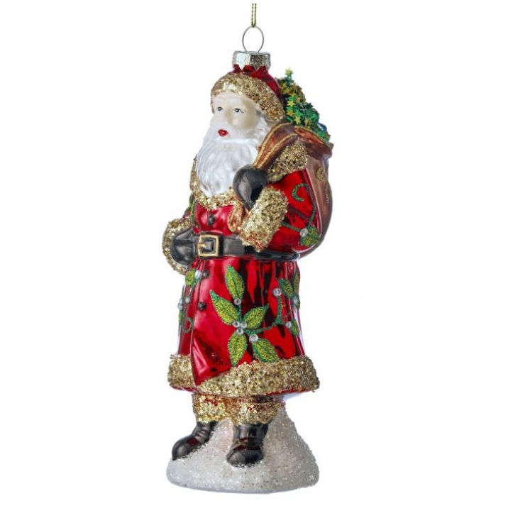 Blown Glass Santa with Sack Ornament