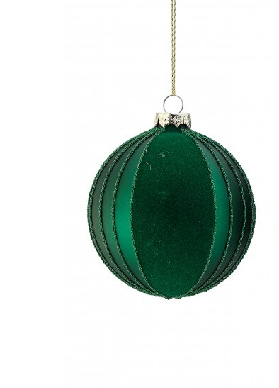 Green Flocked Glass Ornament