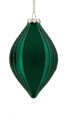 Green Flocked Glass Ornament
