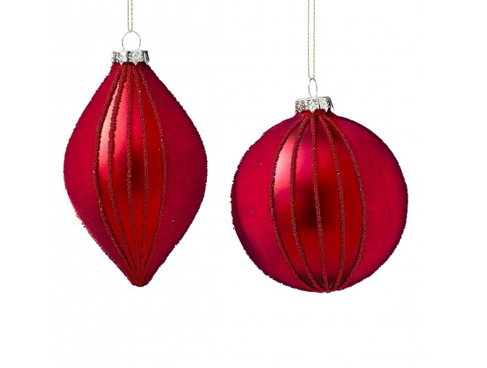 Red Flocked Glass Ornament