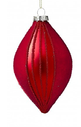 Red Flocked Glass Ornament