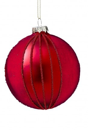 Red Flocked Glass Ornament