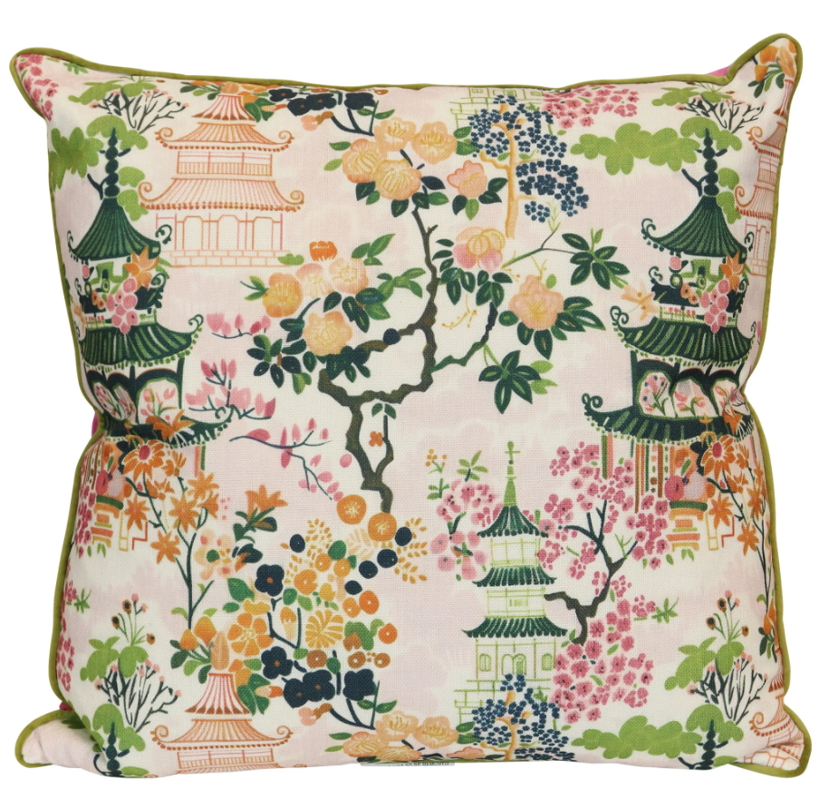 Dann Foley Pink Pagoda Designer Pillow