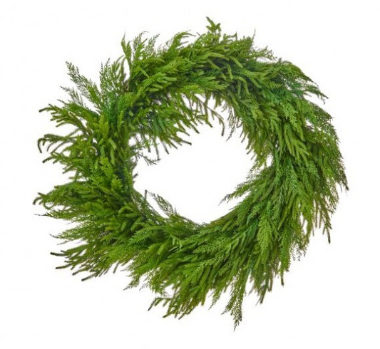 36" Real Touch Cedar/Norfolk Pine Mix Wreath
