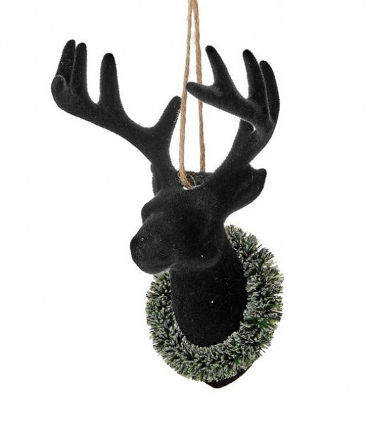 Flocked Deer Bust Ornament