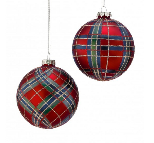 Glitter Plaid Ball Ornament