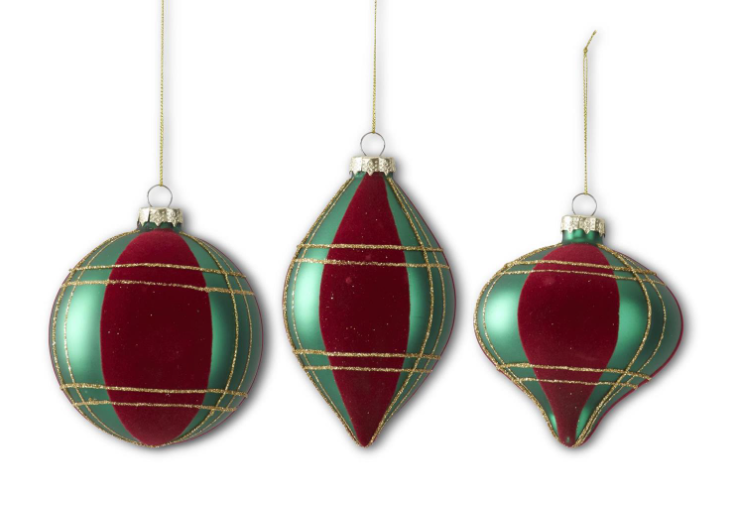 Burgundy Velvet Plaid Ornament