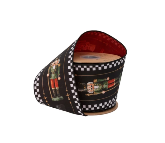 4" Black & White Nutcracker Ribbon