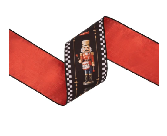4" Black & White Nutcracker Ribbon