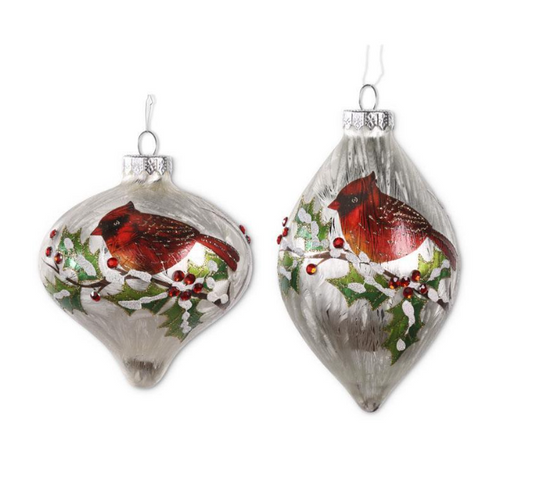 Glittered Glass Cardinal Ornament