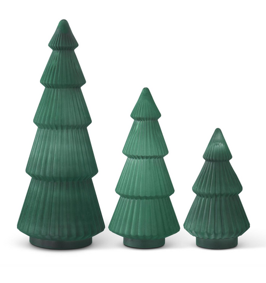 Green Glass Flocked Tree