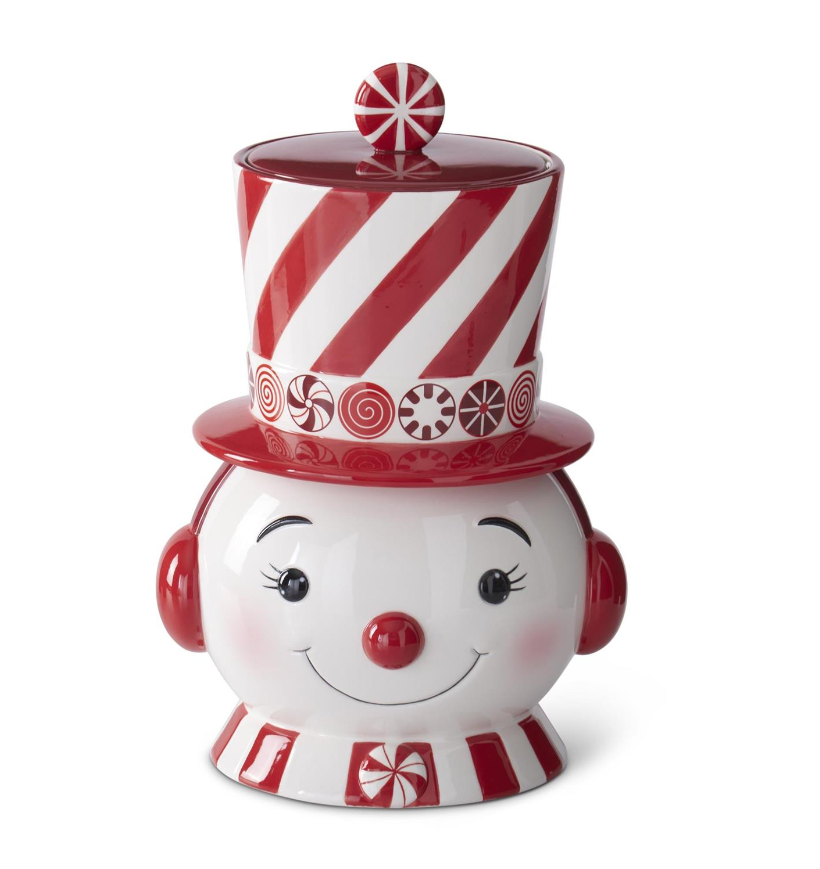 Peppermint Snowman Cookie Jar