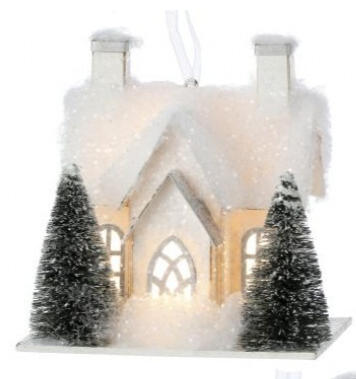 White Winter House Ornament