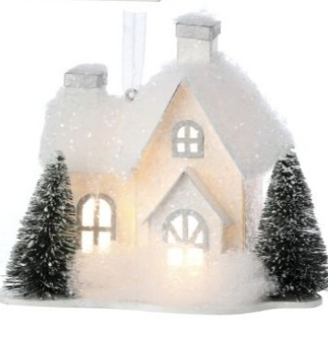 White Winter House Ornament