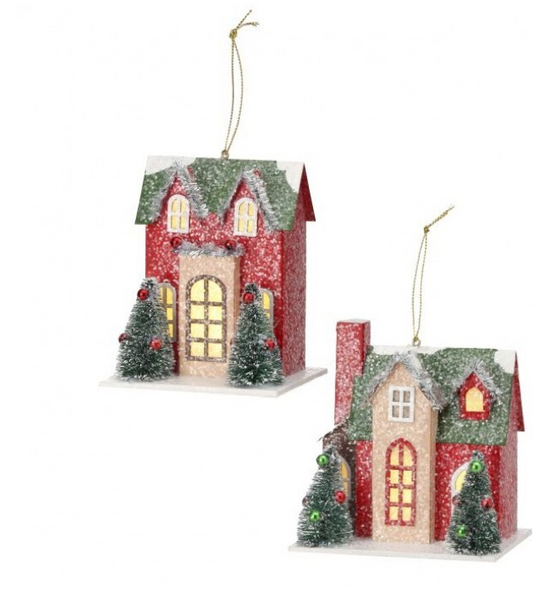 Tall Christmas Village House Ornament