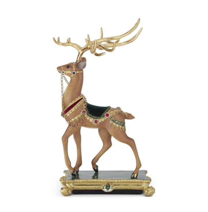 Green and Gold Ornate Reindeer