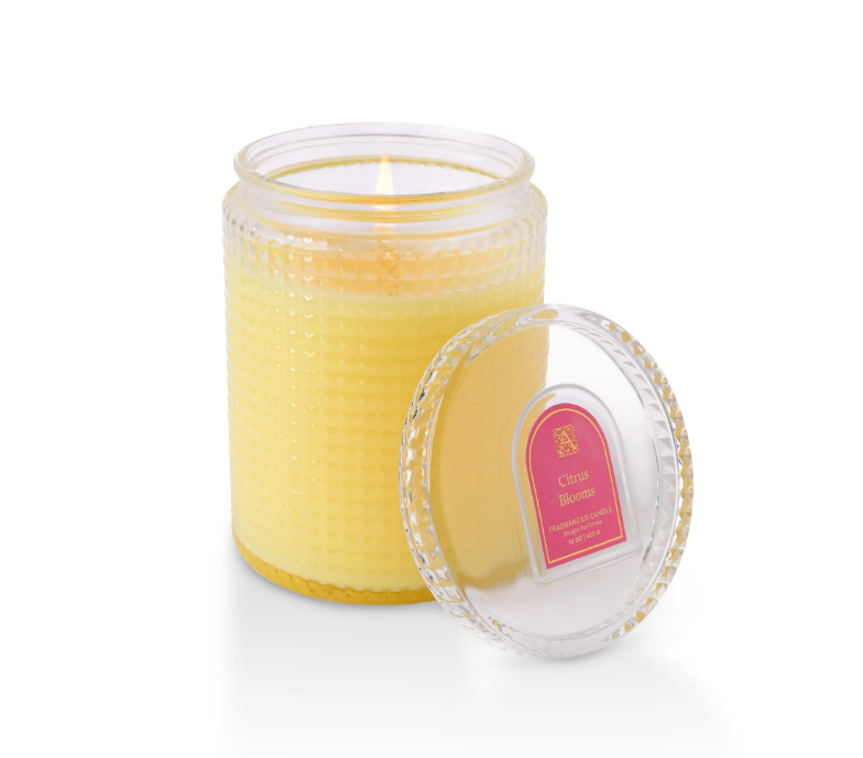 Aromatique Citrus Blooms Textured Glass Candle with Lid