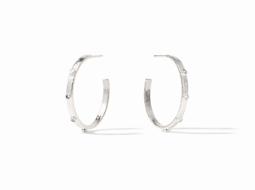 Julie Vos SILVER Crescent Stone Hoop Earring