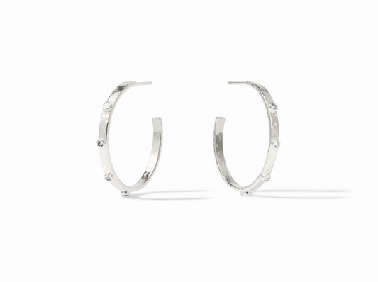 Julie Vos SILVER Crescent Stone Hoop Earring