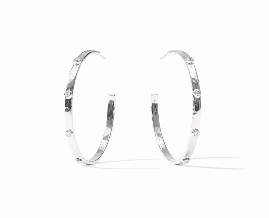 Julie Vos SILVER Crescent Stone Hoop Earring