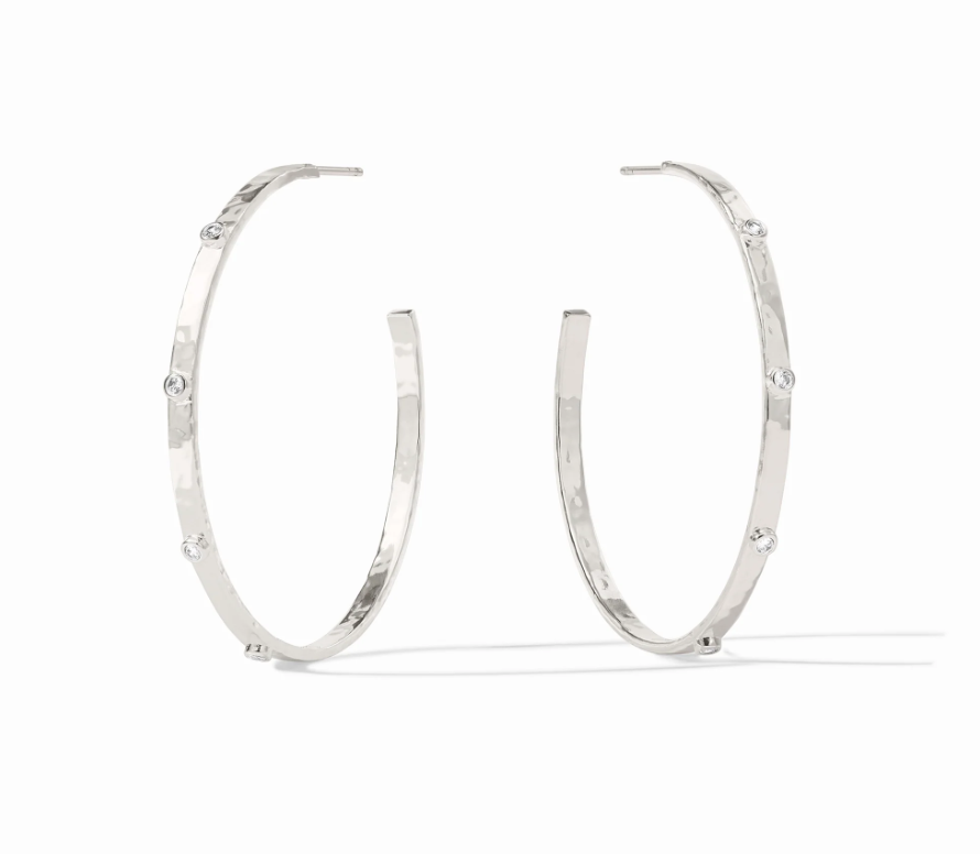 Julie Vos SILVER Crescent Stone Hoop Earring