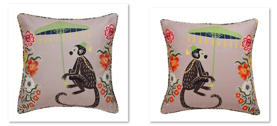 Pink Monkey Pillow with Leopard Trim