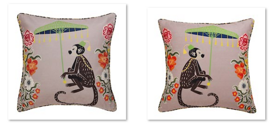 Pink Monkey Pillow with Leopard Trim