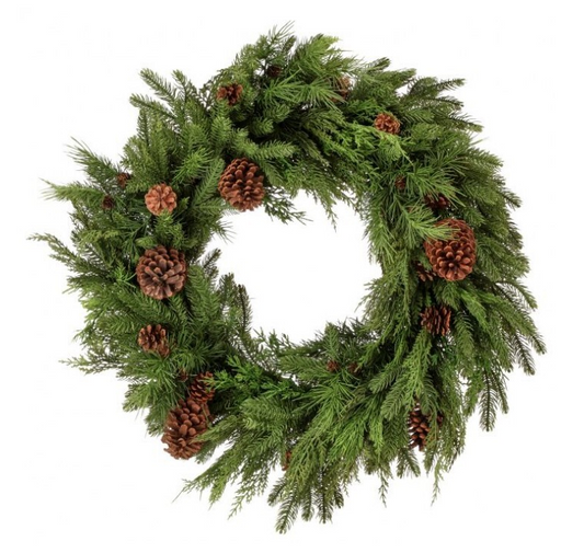 30" Natural Touch Mixed Evergreen Wreath