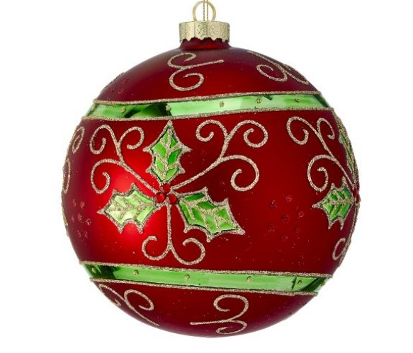 Holly Scroll Ball Ornament