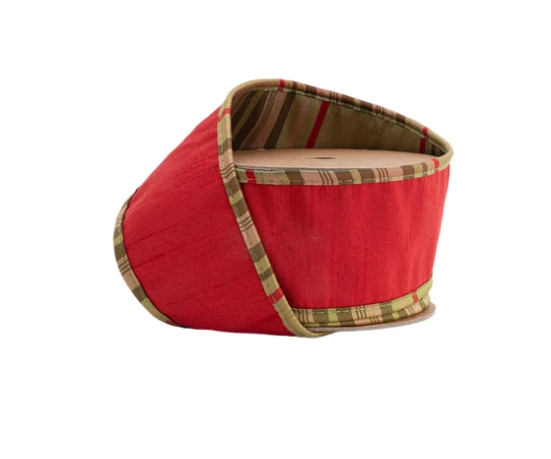 2.5" Wired Reversible Dupioni - Red