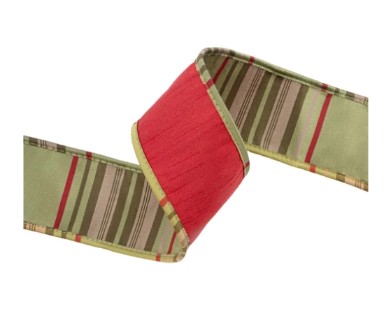 2.5" Wired Reversible Dupioni - Red