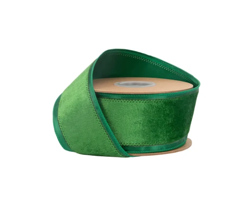 2.5" Green Velvet Centered Ribbon