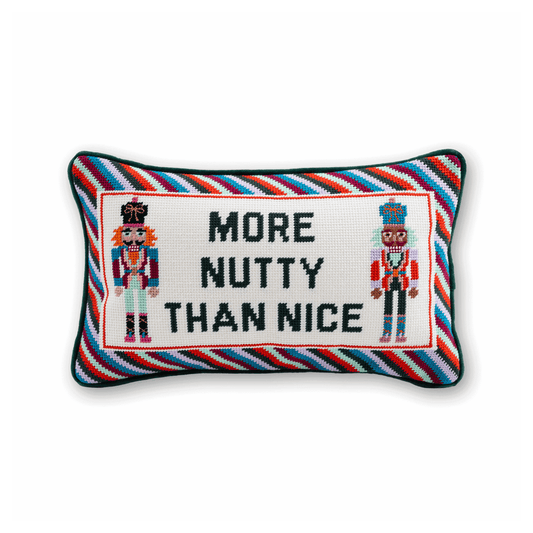 More Nutty Than Nice Needlepoint Pillow