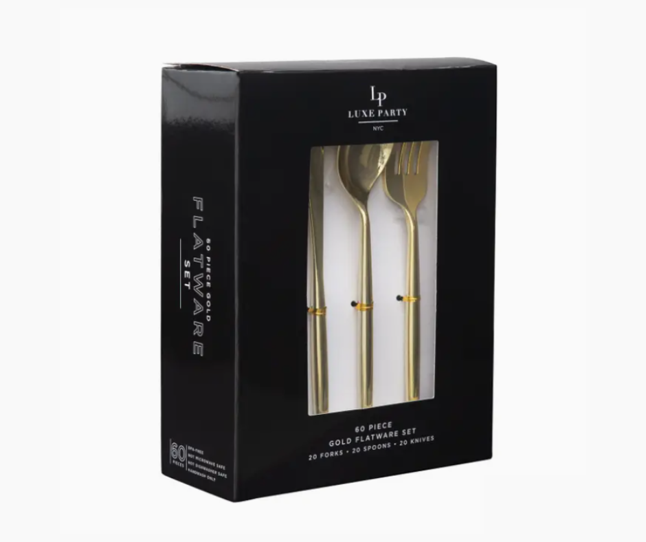 Luxe Party Round Gold Cutlery Set