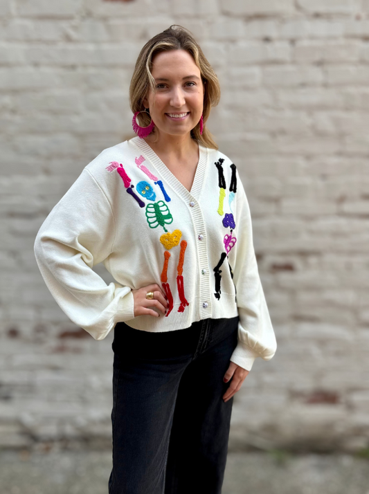 QOS Rainbow Skeleton Cardigan
