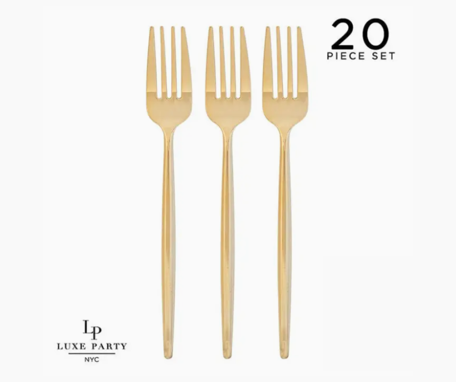Luxe Party Round Gold Forks