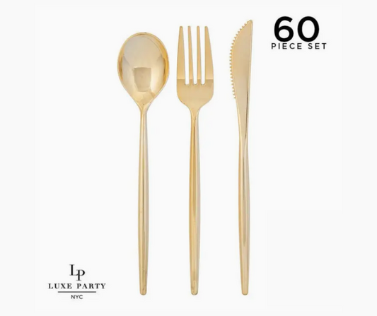 Luxe Party Round Gold Cutlery Set