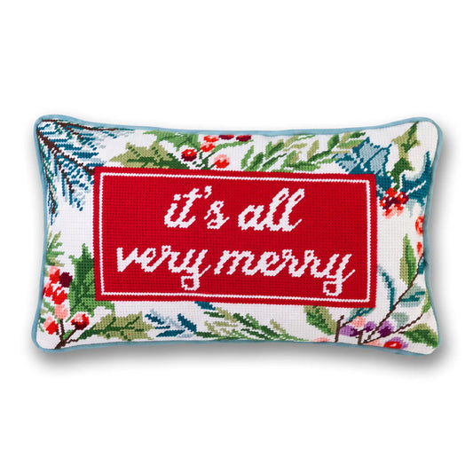 Very Merry Needlepoint Pillow