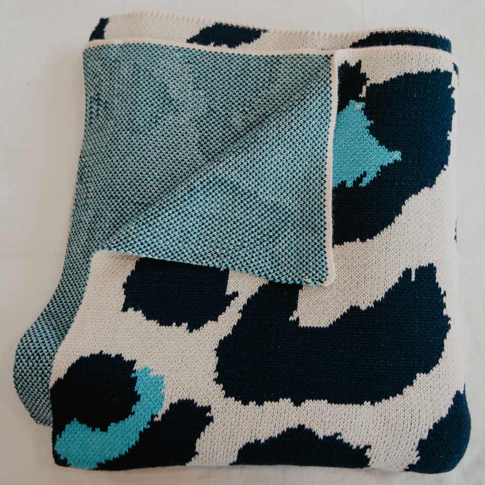 KATYDID Blue Leopard Oversized Blanket