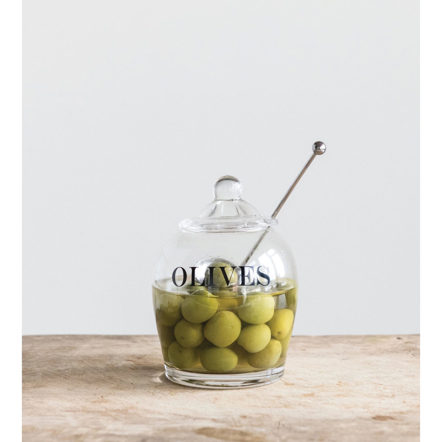 Glass Olive Jar with Spoon