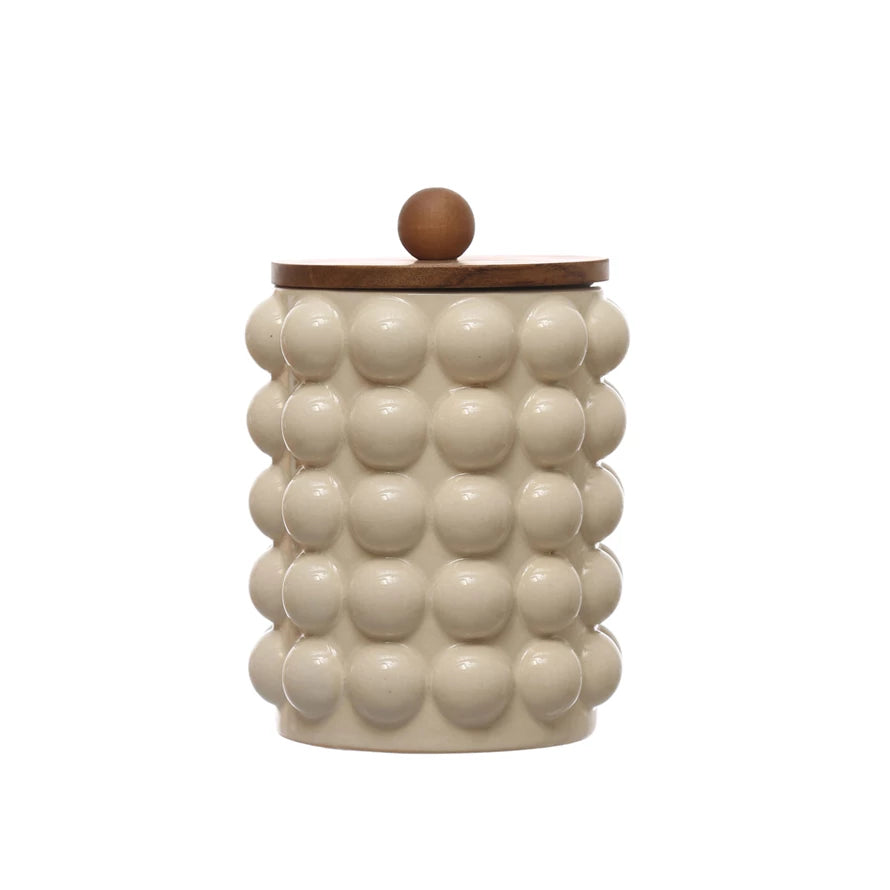 Skinny Stoneware Canister w/ Raised Dots