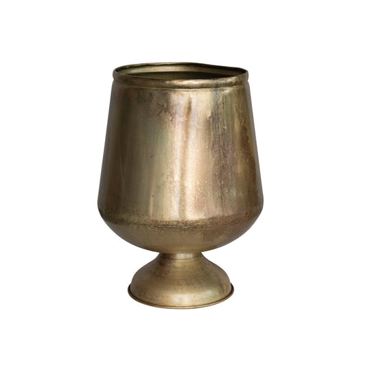 9" Footed Brass Metal Planter