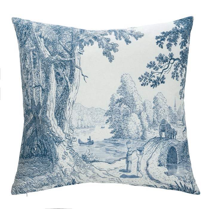 Dann Foley Blue Toile Designer Pillow