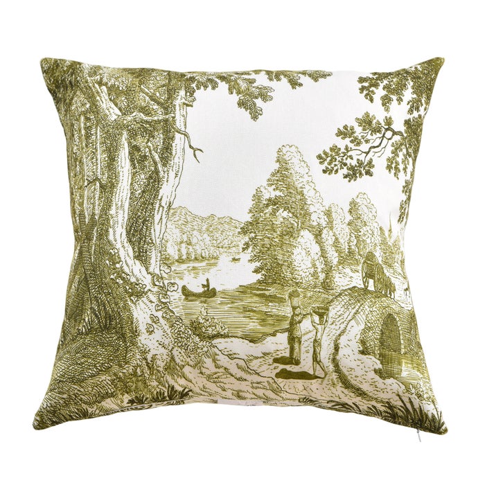 Dann Foley Green Toile Designer Pillow