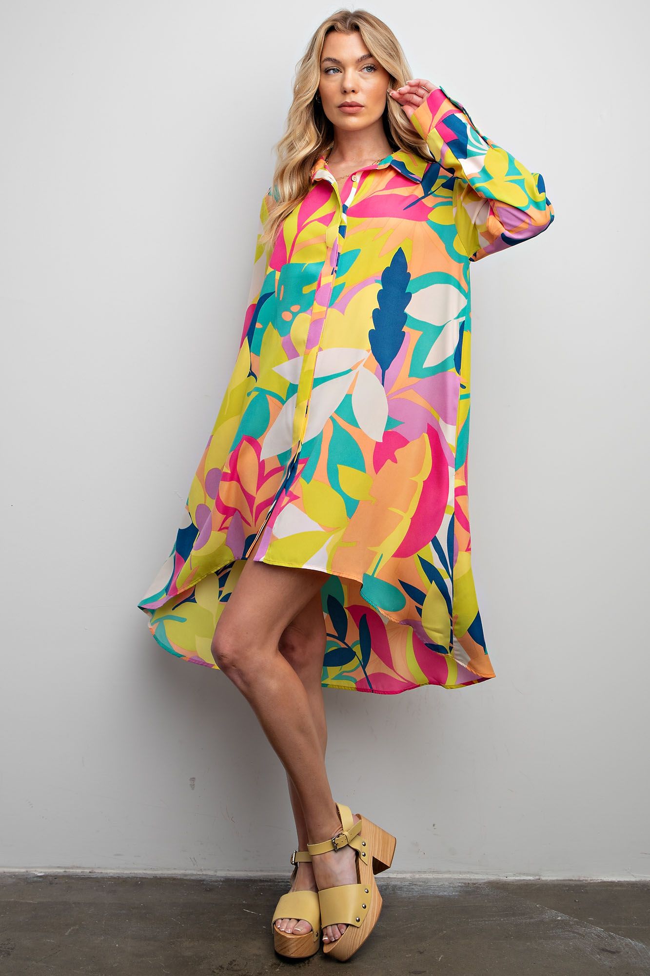 Tropicana Lime Shirt Dress