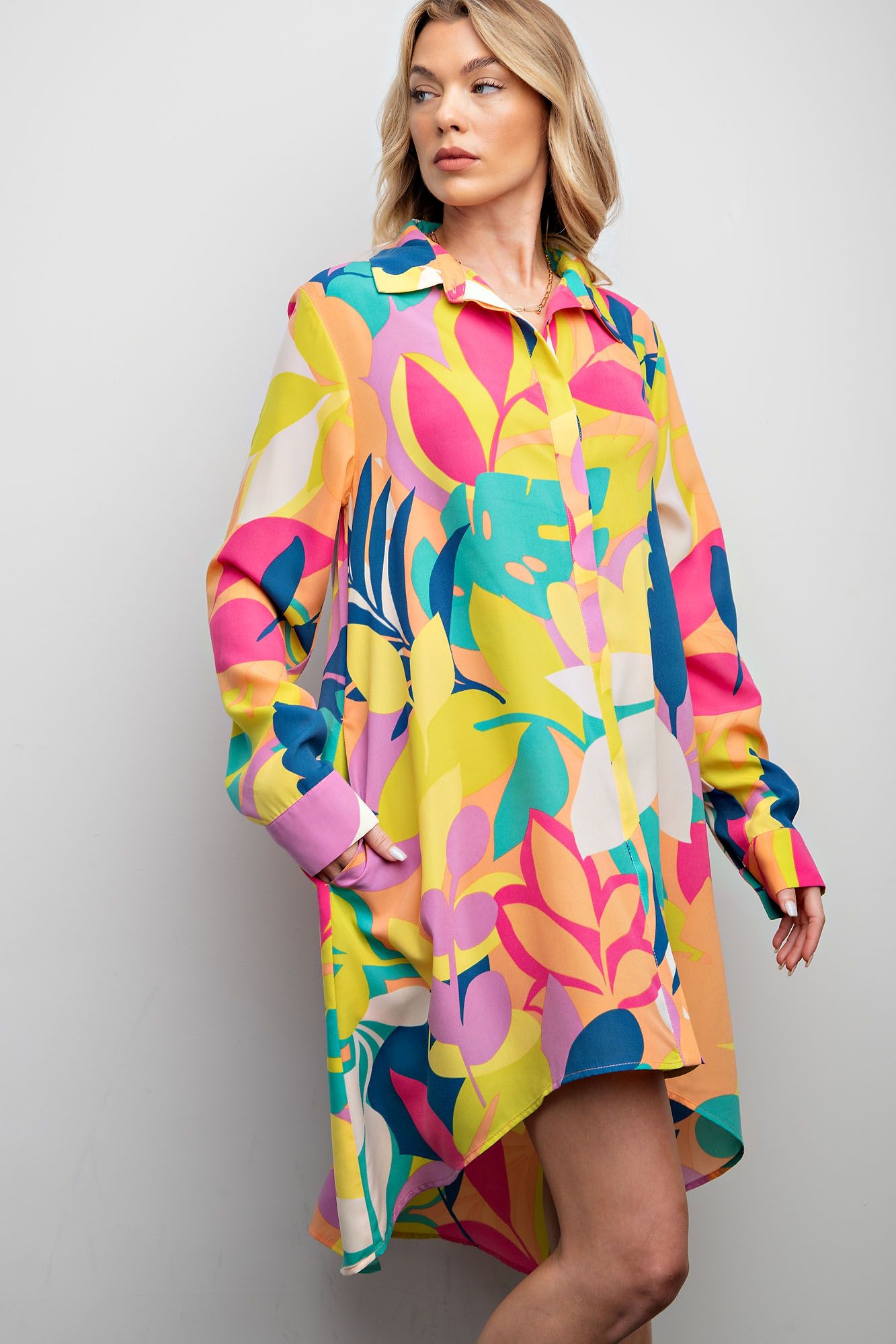 Tropicana Lime Shirt Dress