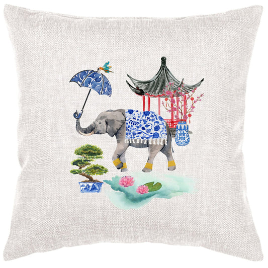 Cora & Pate Elephant and Pagoda Pillow