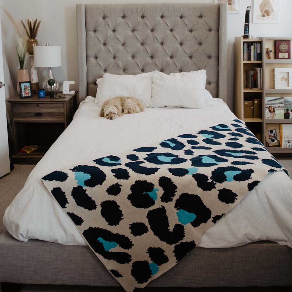 KATYDID Blue Leopard Oversized Blanket