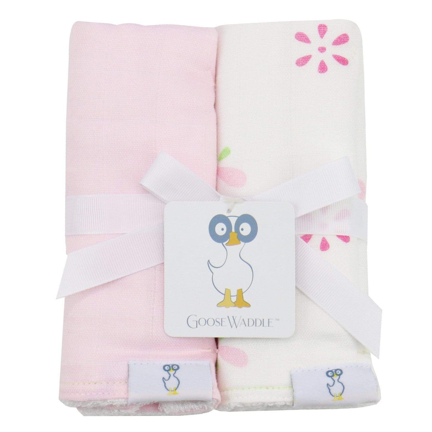 Goose Waddle Flowers and Pink 2 pack Burp Cloth