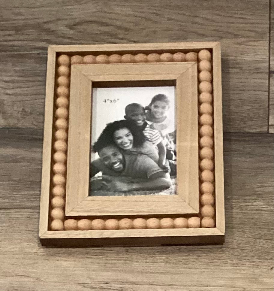 Wood Picture Frame with Blessing Beads